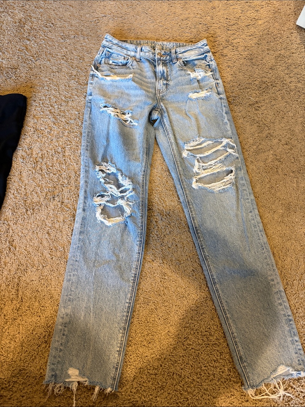 American Eagle Outfitters Light Blue Distressed Straight Leg Jeans